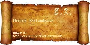 Benik Kolombusz névjegykártya